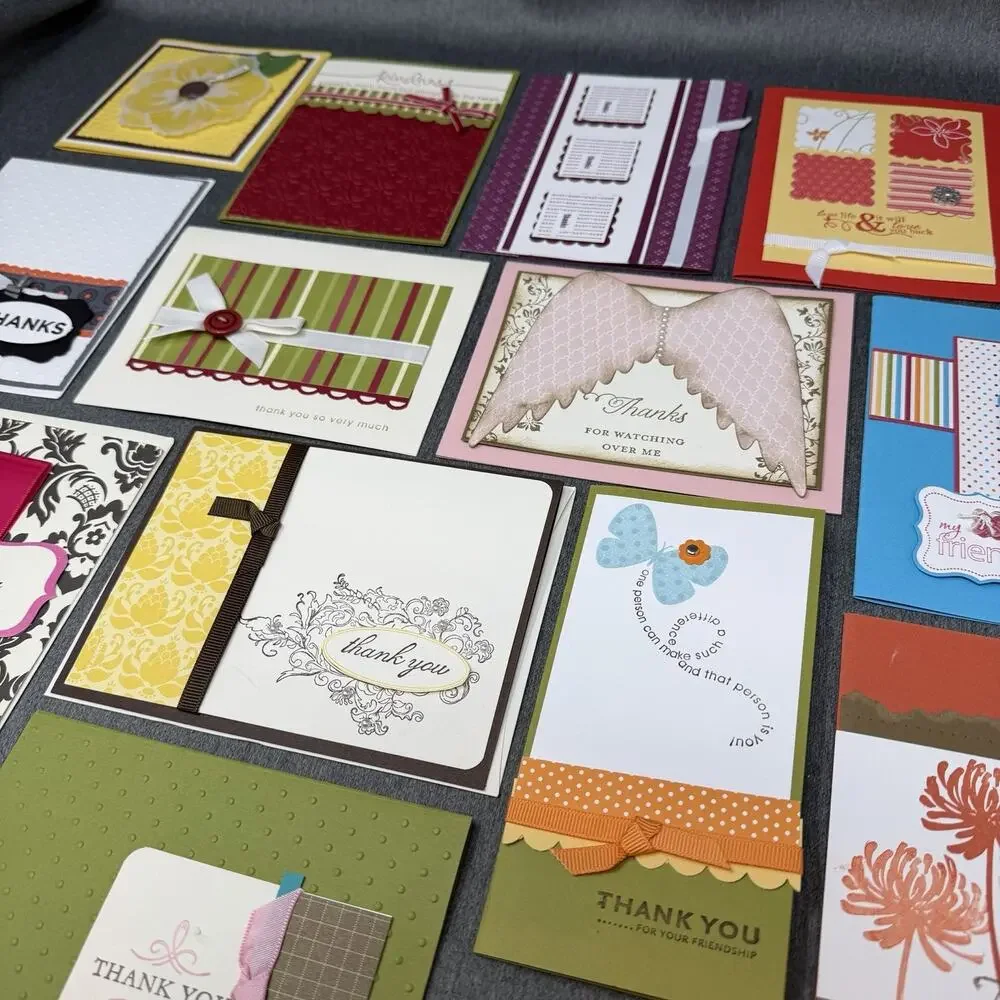 15pc Mixed Thank You Card Lot Handmade Designs READ